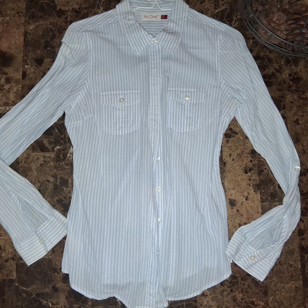 Red Camel Light Blue Striped Button Down Shirt